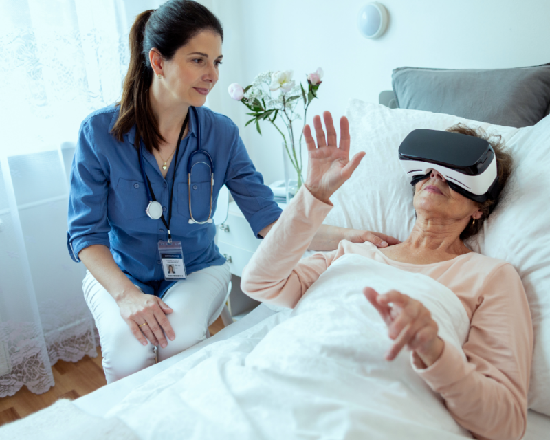 a patient is taking help through VR headset