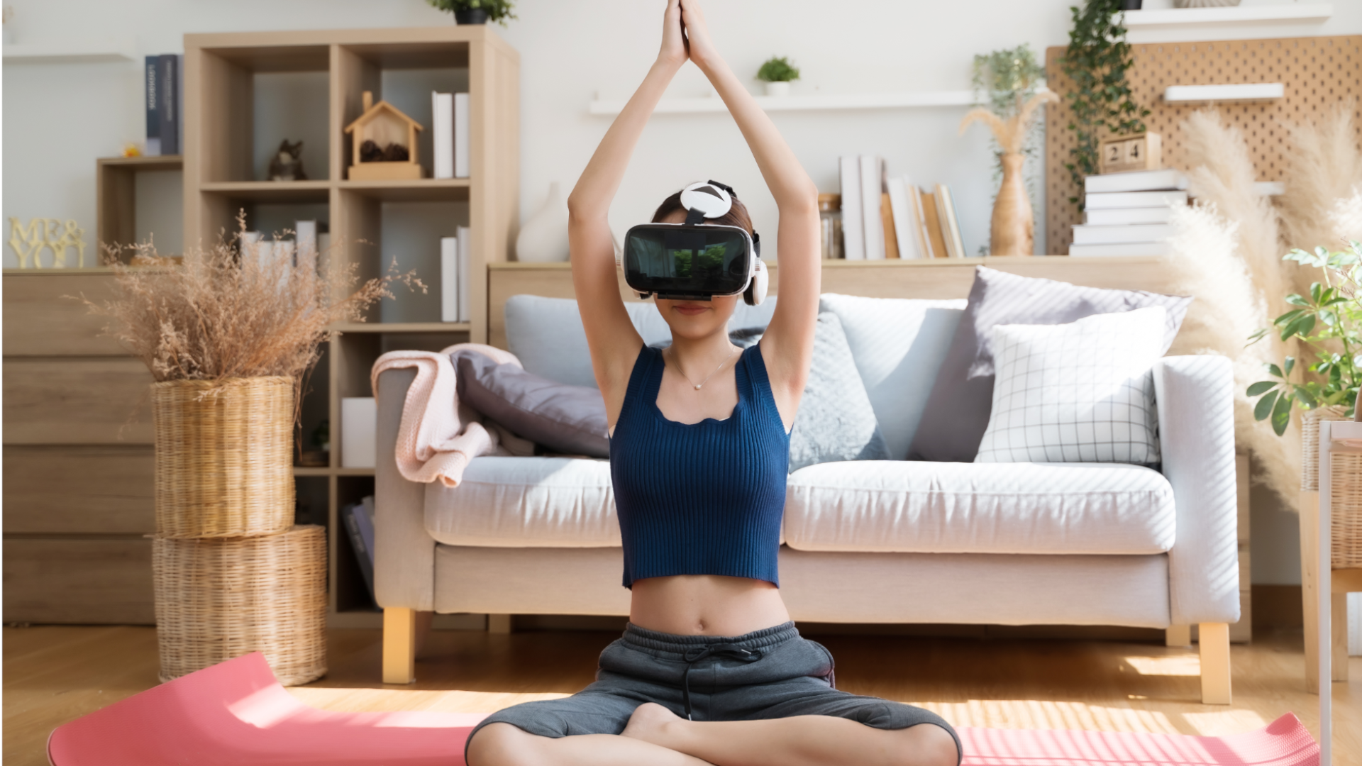 yoga practice using vr headset